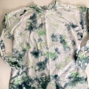 Pink Lily Blue & Green Tie Dye Oversized Crew Neck Sweatshirt Small